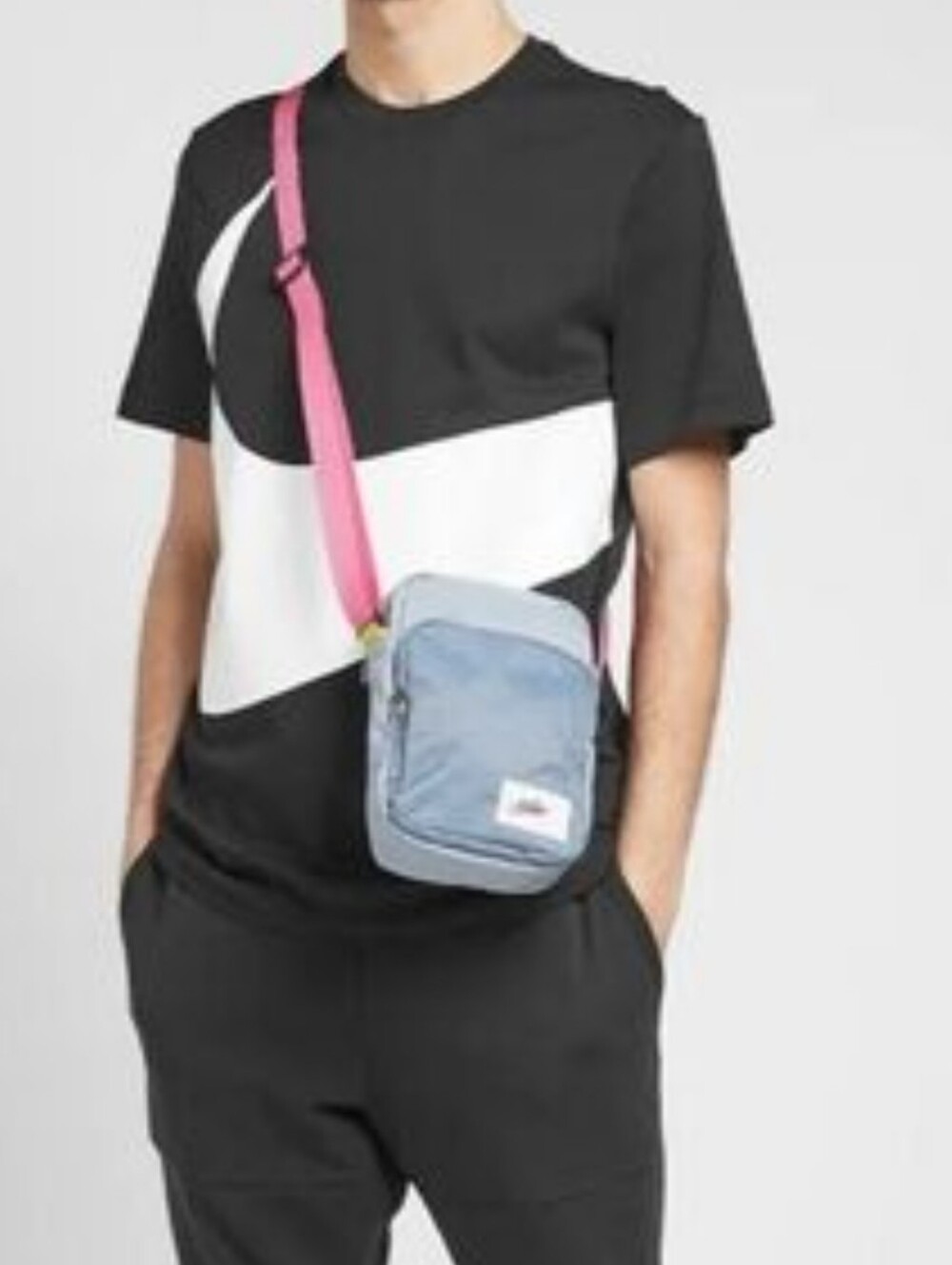 Nike Heritage Blue Crossbody Bag with Pink Strap
